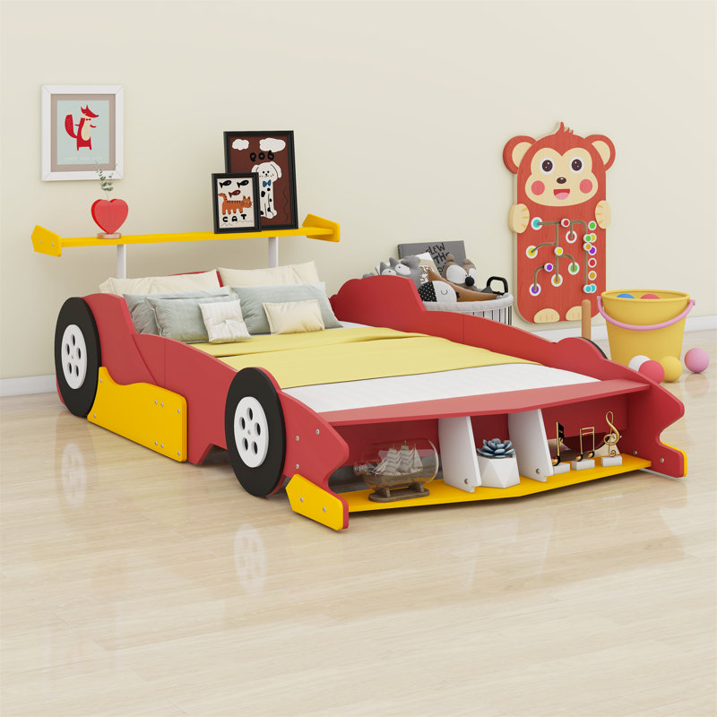 Lit plateforme avec roulettes Race, Rouge / Jaune