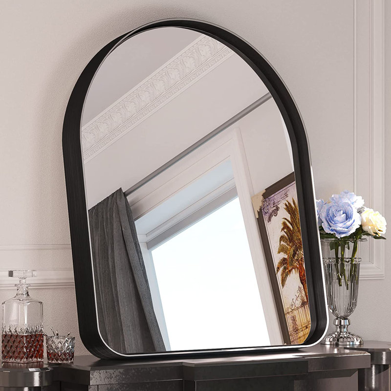 Miroir d'appoint mural Briannon, Noir, 30 po x 36 po