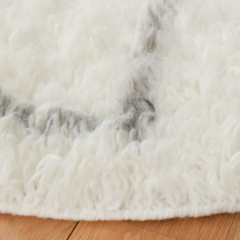 Anaily Hand Woven Performance Geometric Rug, Round 6'