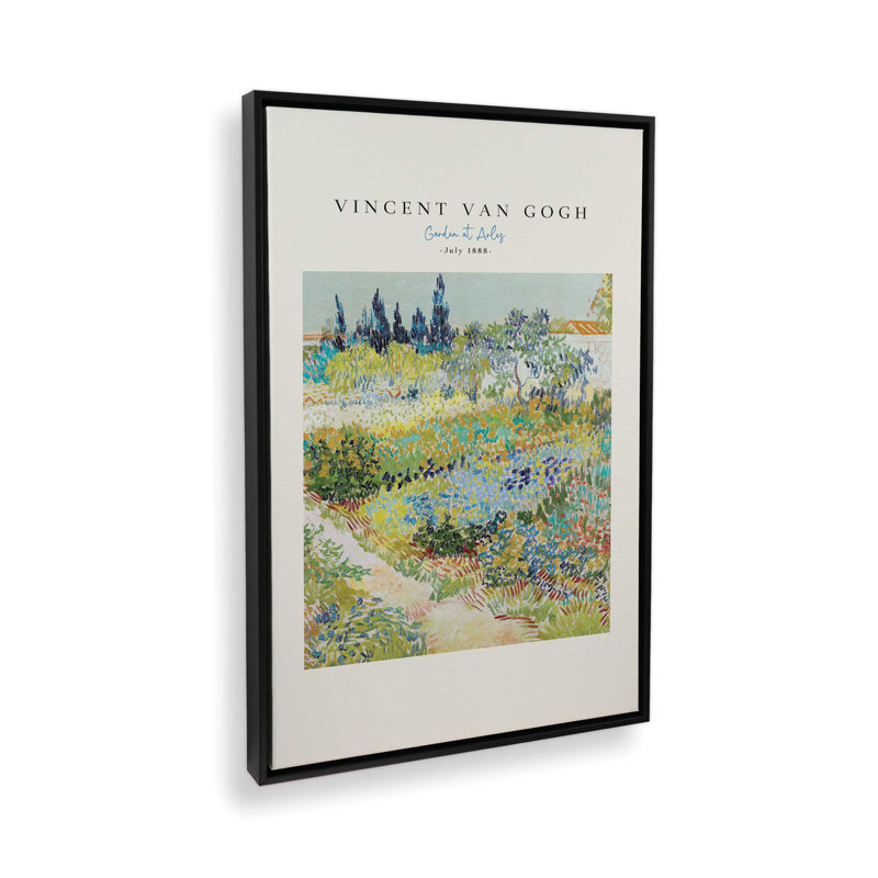 Jardin Van Gogh à Arles v2, H 12,75 po x l 8,75 po, Cadre flottant noir satiné