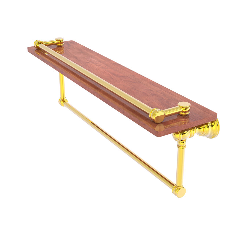 Tablette en bois massif Freyja, H 5,54 po x l 22 po x P 7,4 po, Laiton poli