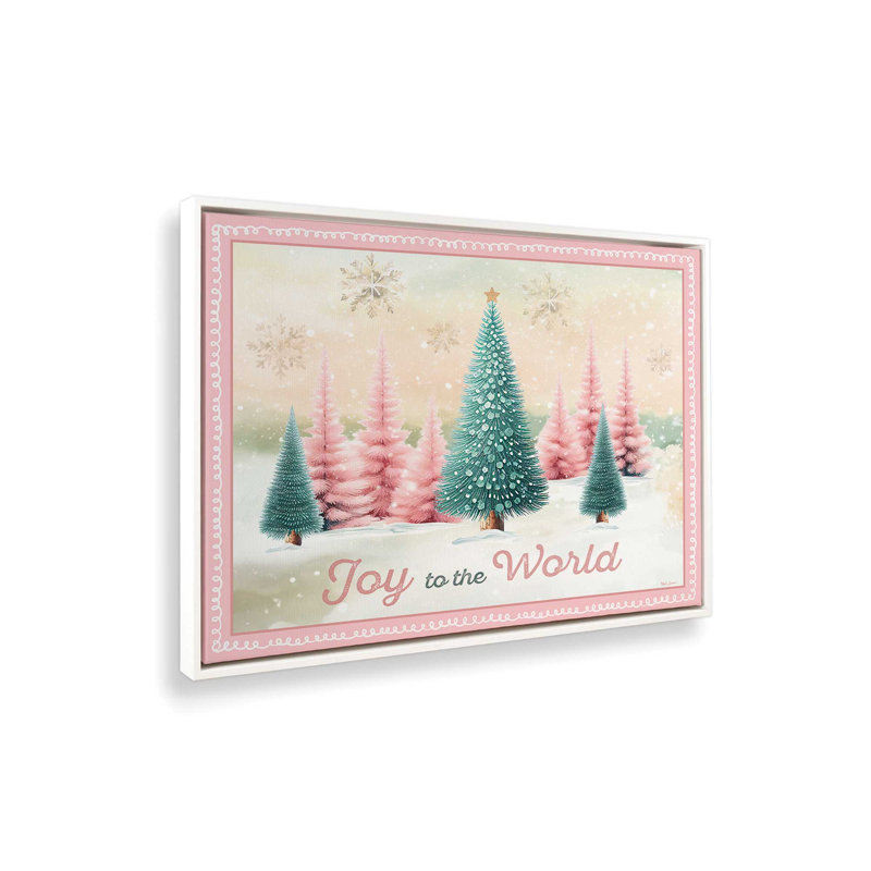 «Joy to the World Trees» par Nicole DeCamp, reproduction d'art, L 24 po x H 18 po, Blanc, Toile avec cadre