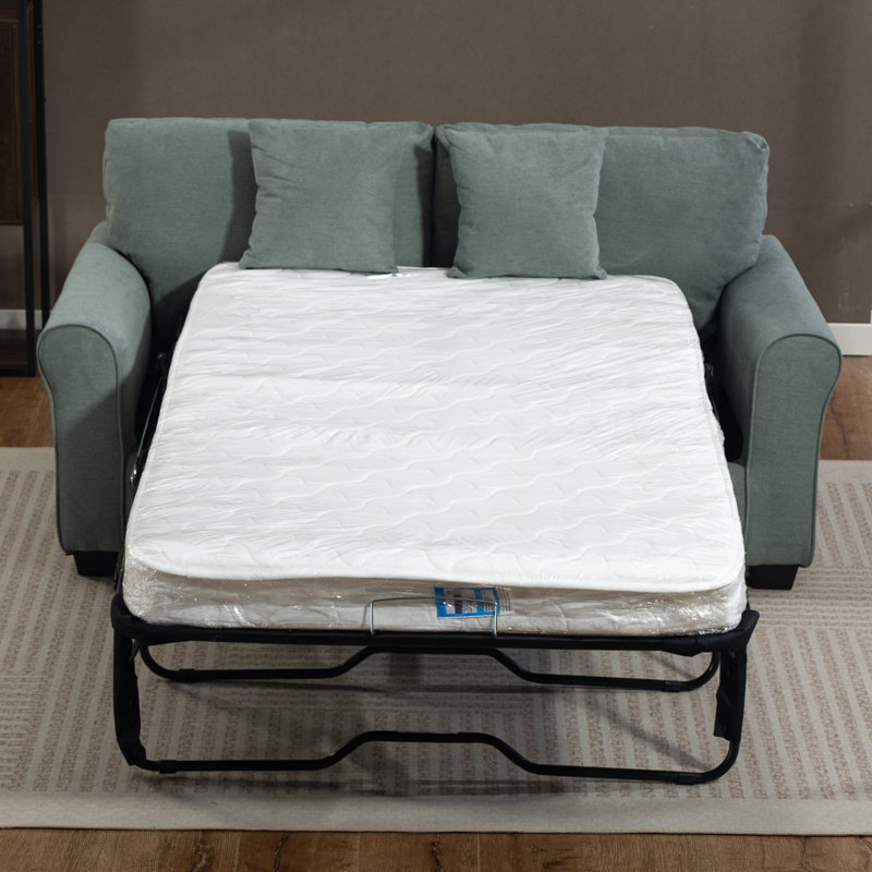 2 Seater Linen Blend Sofa Bed, Green