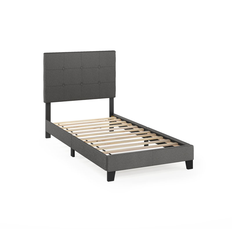Carlester Upholstered Microfiber / Microsuede Standard Bed, Twin, Stone