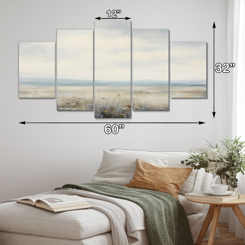 Meadow Minimalisme Horizon III - Décoration murale Paysages - 5 panneaux