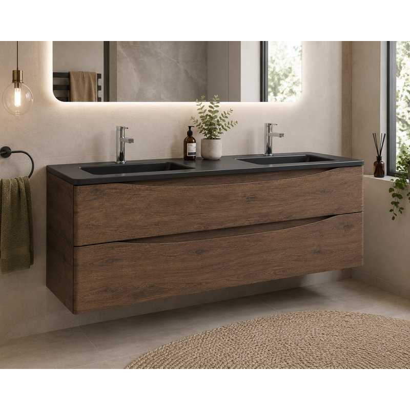 Stanhope 1200 mm Double Vanity with Integrated Glass Basin, Grey
