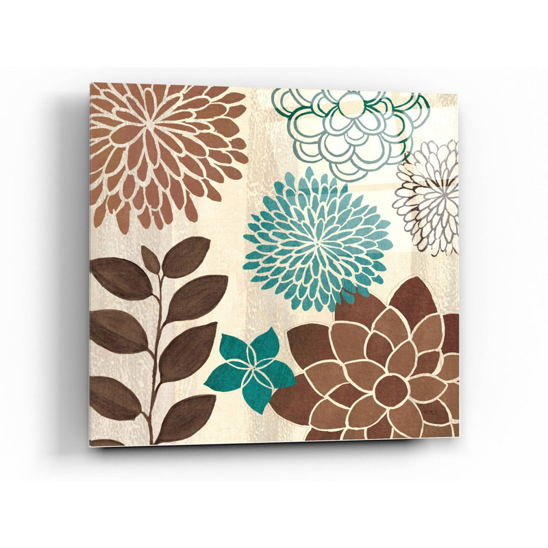 «Abstract Garden Blue I» par Veronique Charron, art mural en verre acrylique, H 24 po x l 24 po