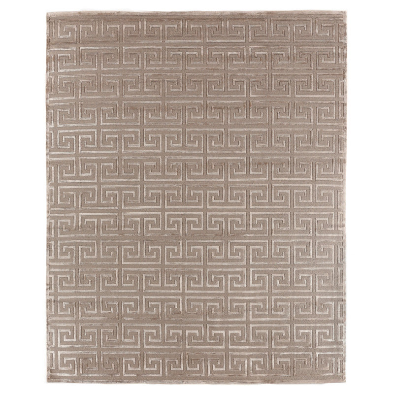 Metro-Velvet Geometric Area Rug in Beige, Rectangle 8' x 10'