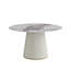 Table de salle à manger 53,15 po en pierre artificielle ronde ronde en contreplaqué beige avec base en polyuréthane pouvant accueillir 6 personnes (sans les chaises)-1884084906