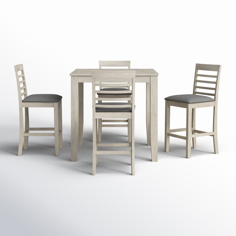 Ance 4-Person Solid Wood Square Counter Height Dining Set, Gray