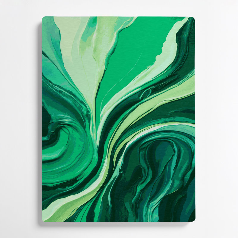 Art mural abstrait en métal vert 85, H 24 po x l 36 po