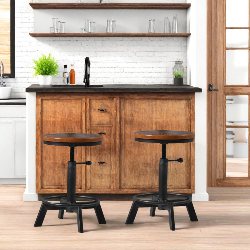 Tabouret de bar industriel, tabouret pivotant à hauteur de comptoir réglable, tabourets de cuisine de ferme, hauteur de siège réglable: 17 po à 24 po