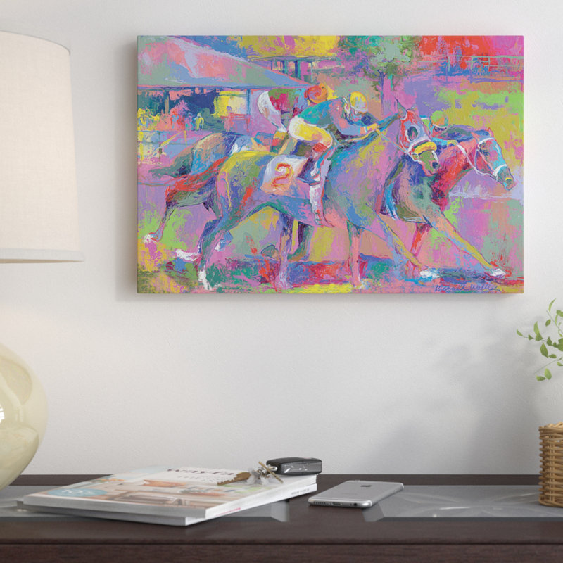 "cheval course i" , reproduction d’art sur toile tendue, H 8 po x l 12 po x P 0,75 po