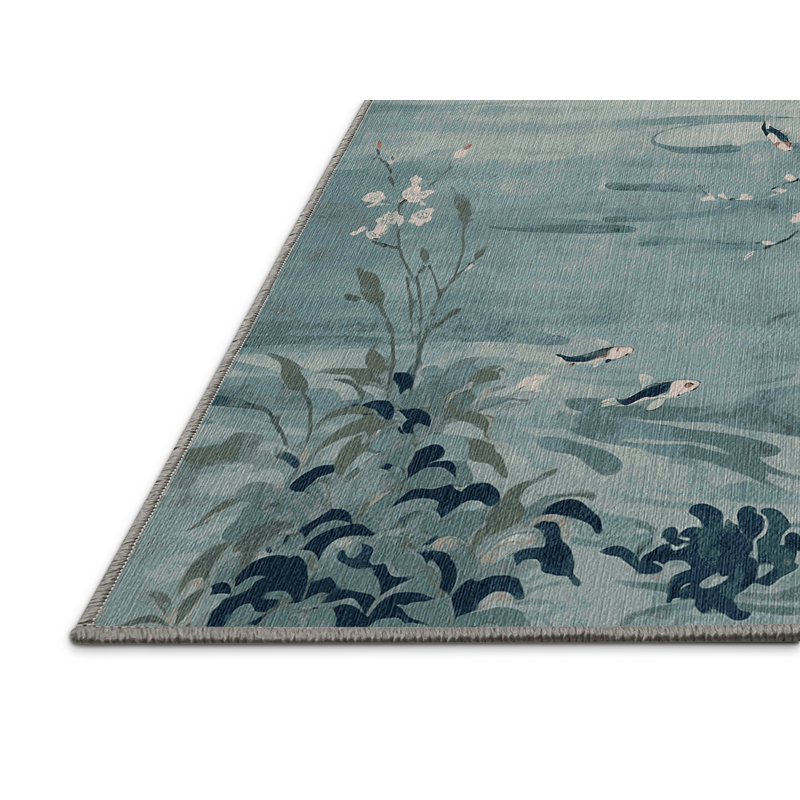 Tapis gris lavable à la machine, Rond 5 pi