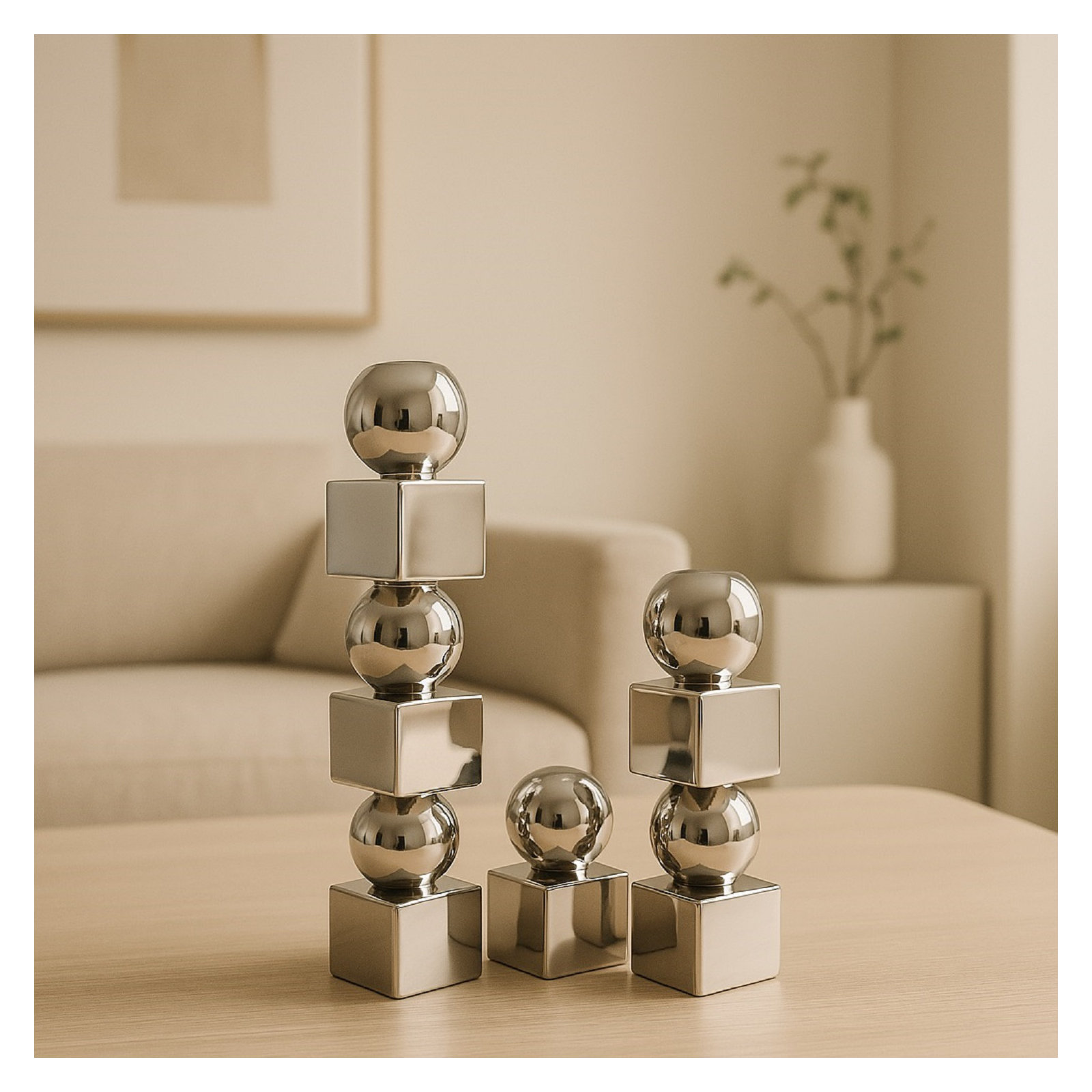 Aluminium Candle Holder Med, Silver, 8" H x 2" W x 2" D