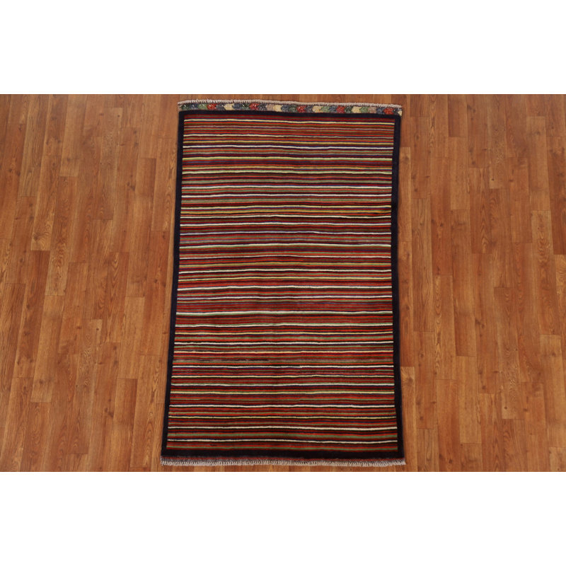 Tapis rayé moderne Gabbeh 3 x 5
