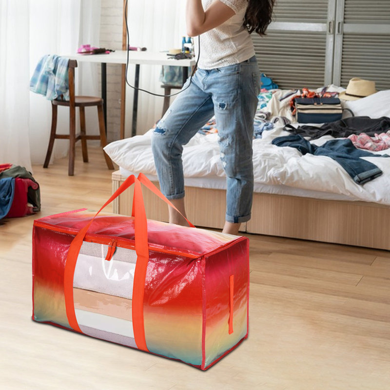  Clothes Storage Bags Large Packing Moving Bags, Closet Organizers and Storage, Heavy Duty Storage Bins Foldable Storage Containers for Clothing, Sweater, Comforter, Bedding, Red