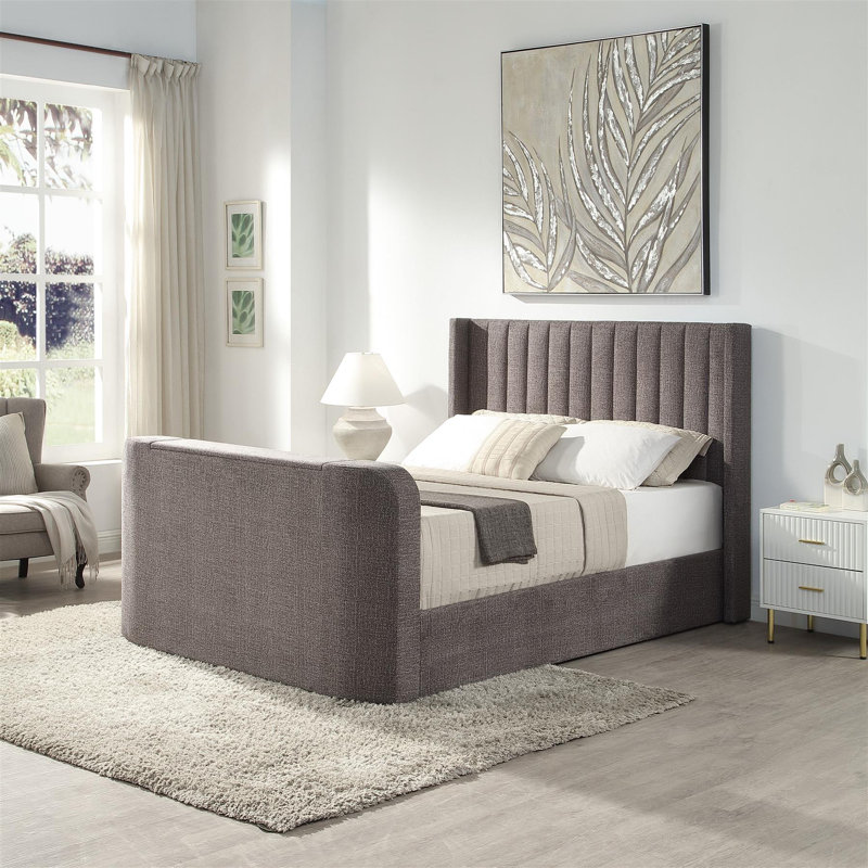 Riviera King Size Upholstered Side Lift Ottoman TV Bed