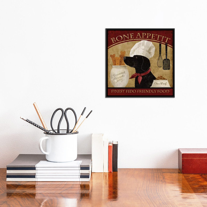 «Bone Appetit» par Conrad Knutsen - impression sur toile tendue, H 12 po x l 12 po x P 1,5 po, Toile avec cadre noir