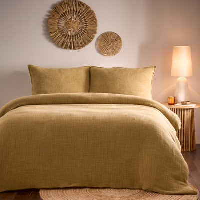 Polette Cotton Solid Colour Duvet Cover Set with Pillowcases