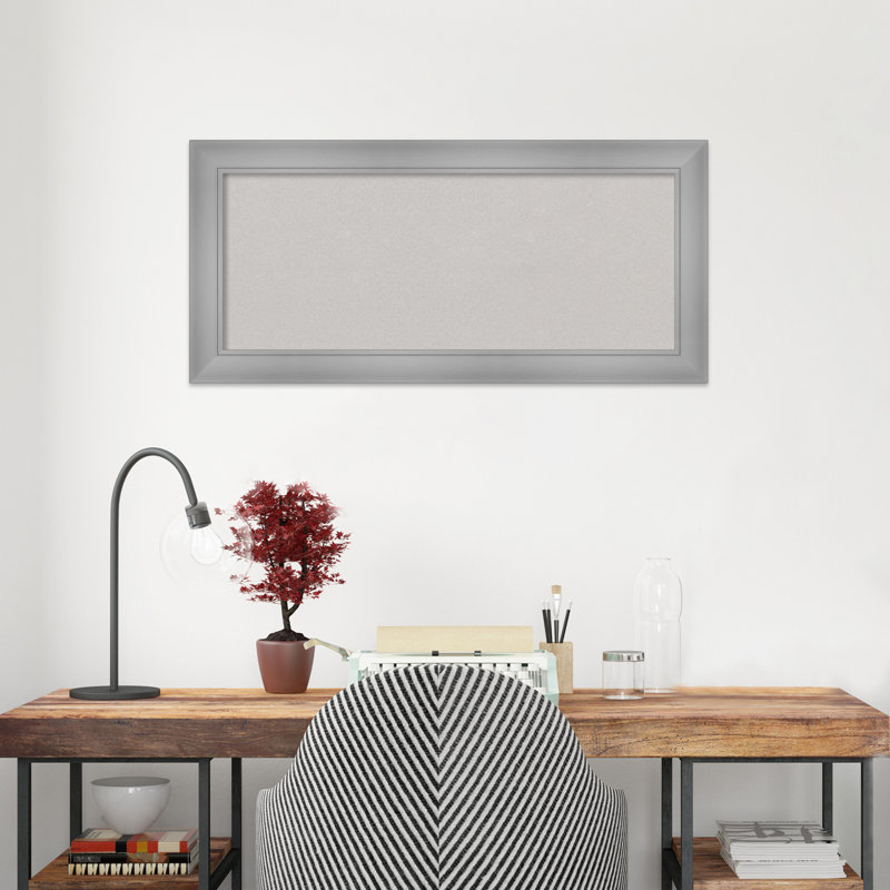 Wall Cork Small Bulletin Board, Polished Nickel, 16" x 34"