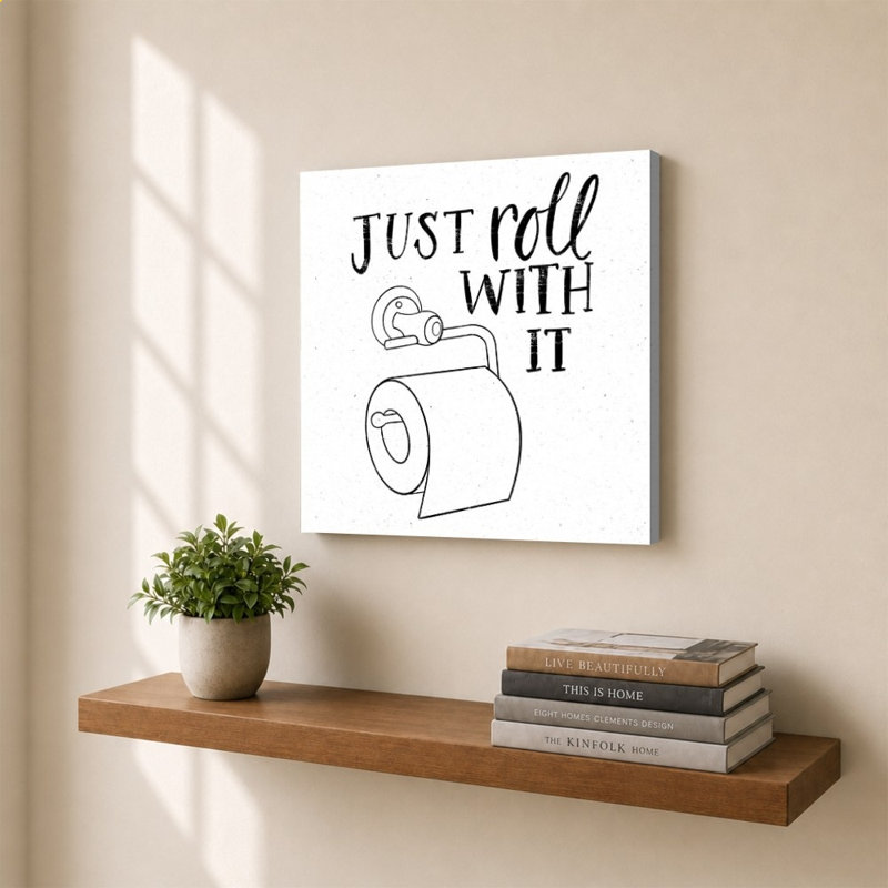 «Bathroom Puns V» par Becky Thorns - Impression sur toile, 30" H x 30" W, Does Not Apply