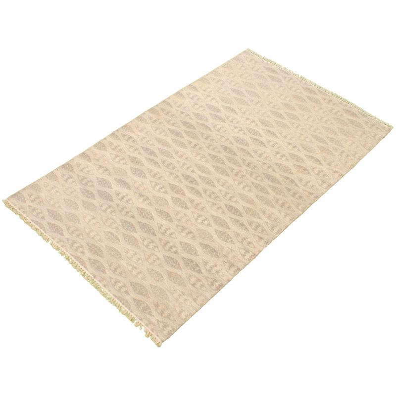 Tapis décoratif en laine noué à la main de conception unique en laine Ivoire 5 pi x 8 pi Bryttanie