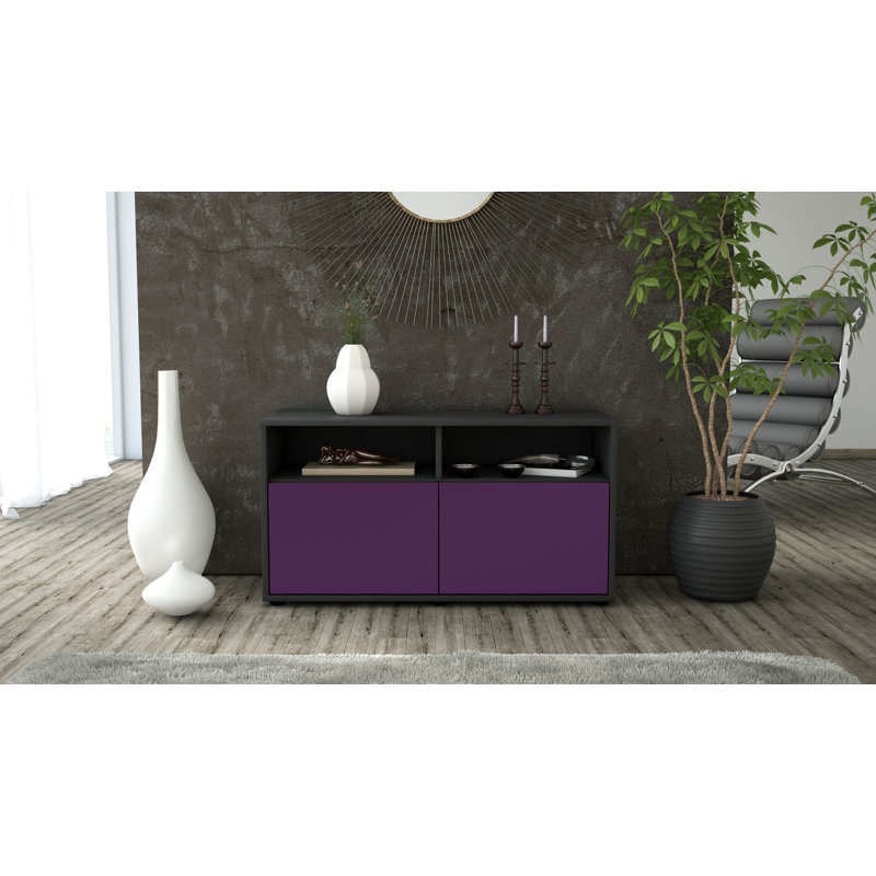 Odum 92 cm W Chest of Drawers, Anthracite/Purple