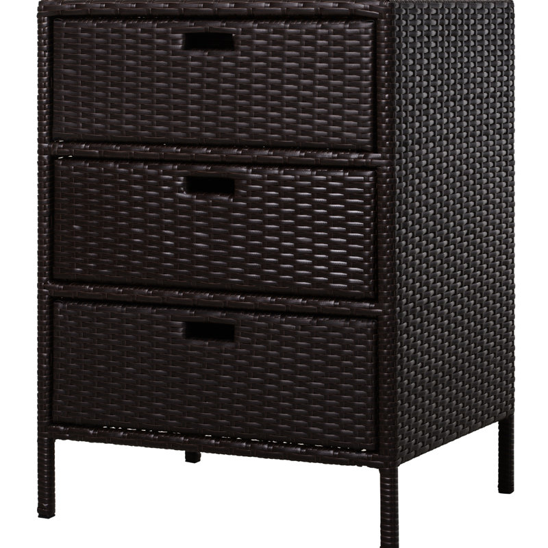 3 Outdoor Pool Towel Storage Cabinet - Brown Pe