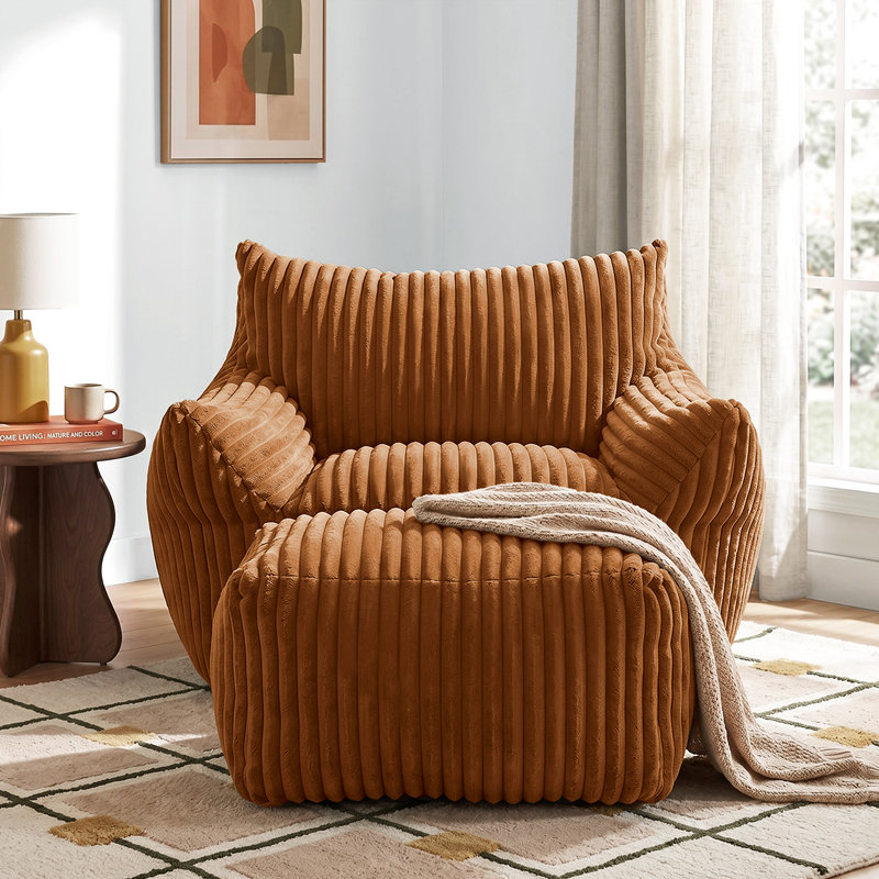 Fauteuil à billes à compression avec repose-pieds, grand canapé-lit en mousse à mémoire de forme confortable