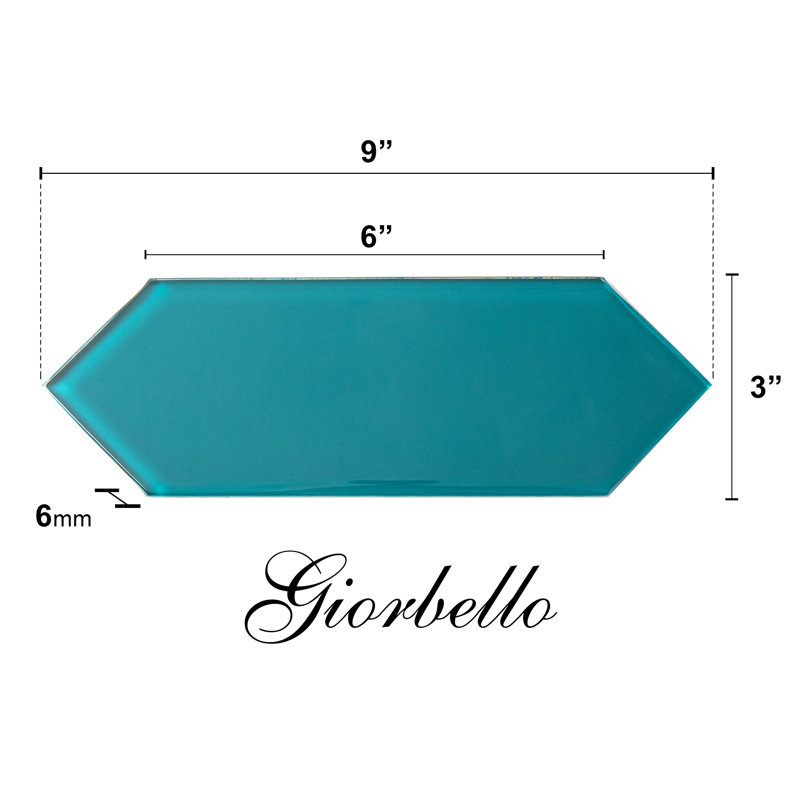 Glass Pickett Subway 3 x 9 Mosaic Tile - 5.8 Square Feet, Dark Teal