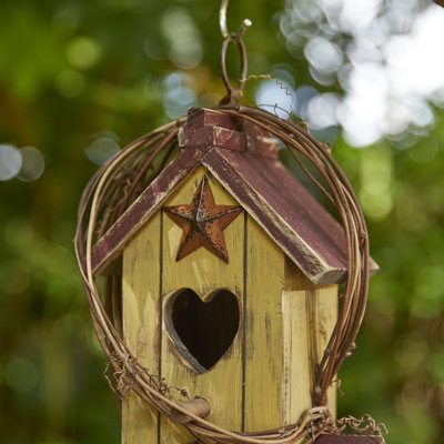 Maison d'oiseaux de jardin en bois massif délavé 11,5 po H