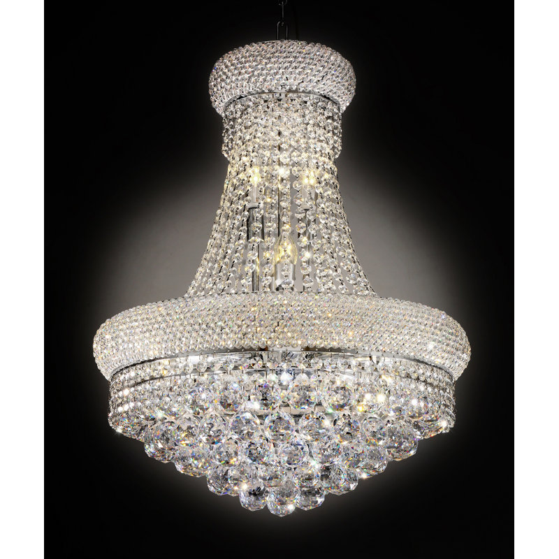Modern Chrome and Crystal 12-Light LED Chandelier
