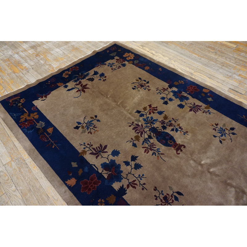 Ivory Chinese - Art Deco Wool Small Scatter Size 1920s Knotted Rectangle Antique Rug