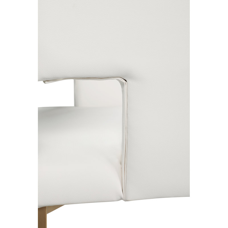 White Faux Leather Dining Chair with Gold Legs