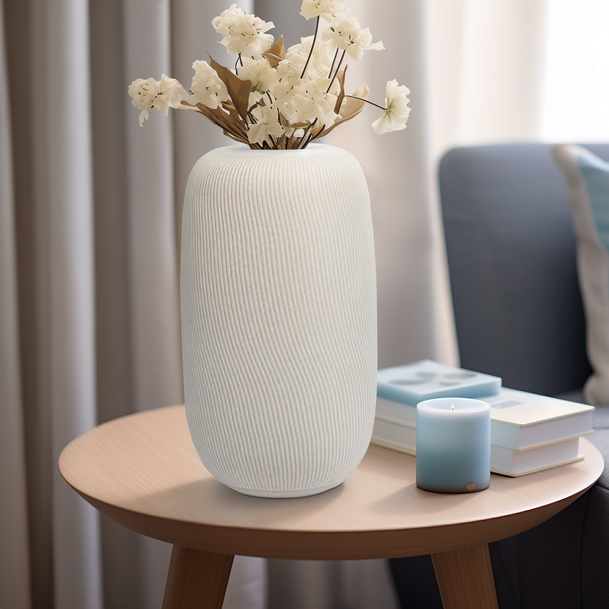 Handmade Ceramic / Porcelain Table Vase, 12" H x 7" W x 7" D