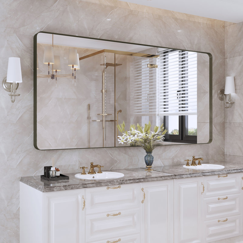 Miroir de salle de bain mural et d'angle Lesamuel, 36 po x 72 po, Bronze