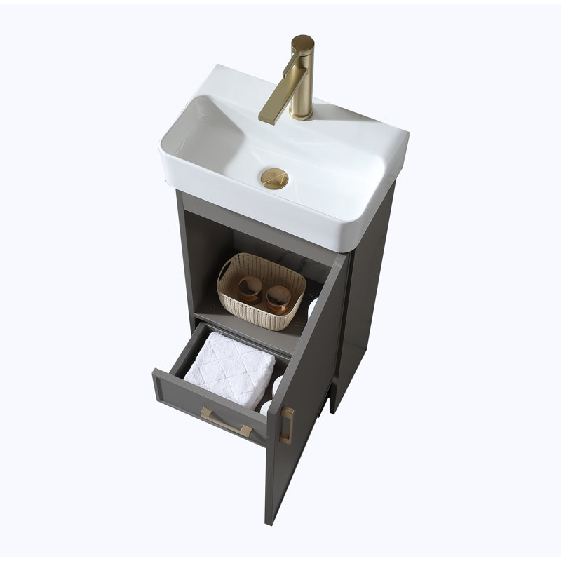 18'' Modern Free-Standing Single Bathroom Vanity Set, Gray