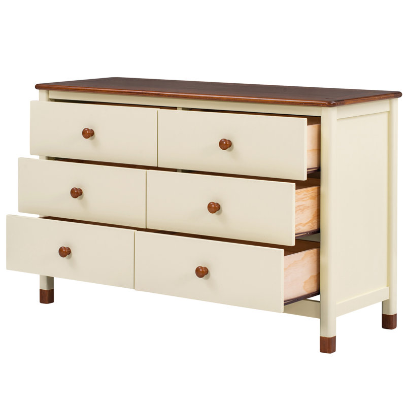 Commode de rangement en bois avec 6 tiroirs, armoire de rangement pour chambre d'enfant, Crème