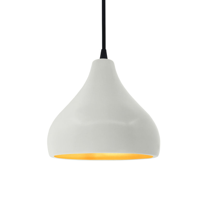 Luminaire suspendu à 1 lumière Meydan, Blanc mat / or champagne, H 7,25 po x l 8 po x P 8 po, Noir mat