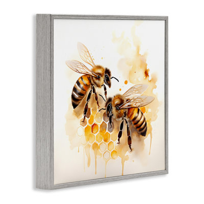 Bee Talk Pair Framed Giclee Art by Petal Prints Design