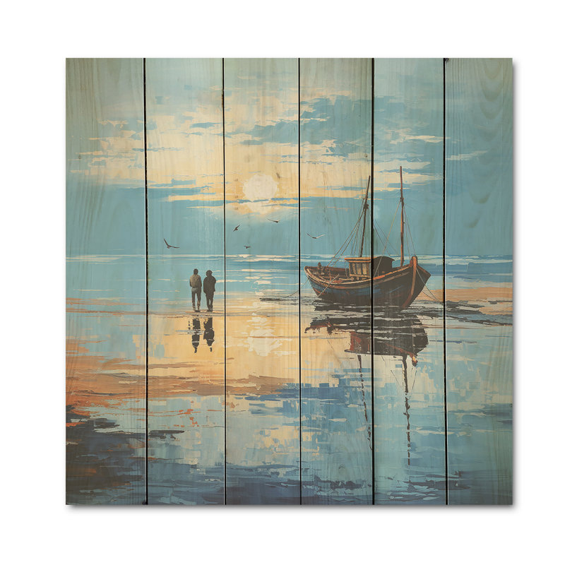 Coucher de soleil privé, répit I, art sur bois de pin naturel, H 15 po x l 15 po