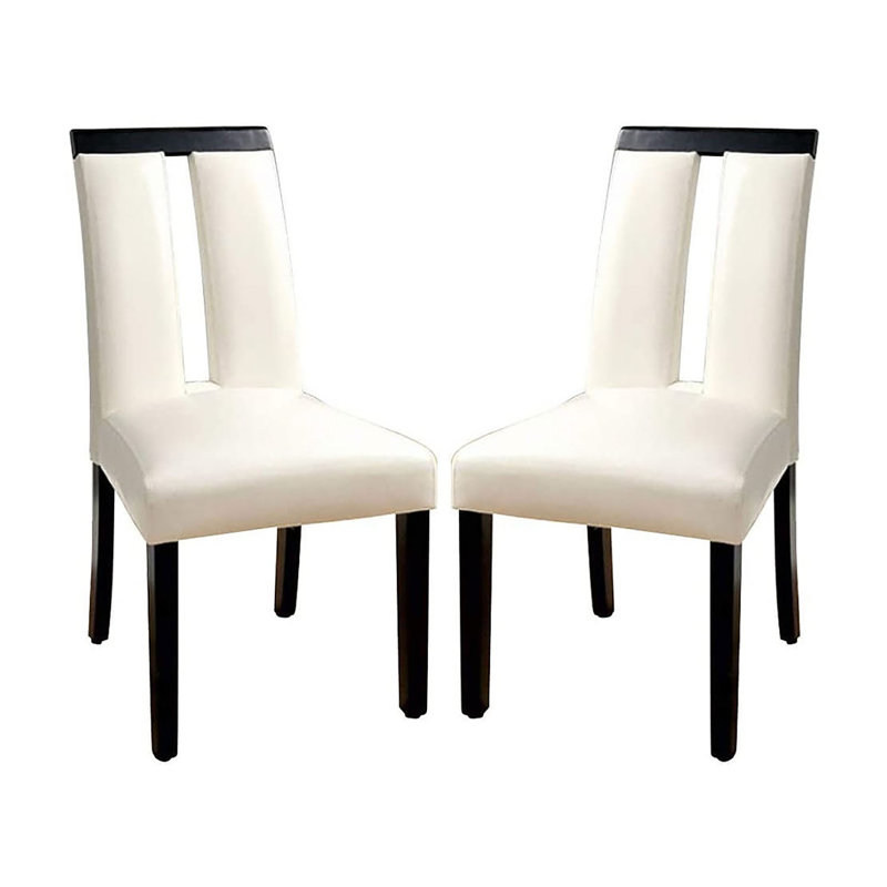 Faux Leather Upholstered Side Chair in White