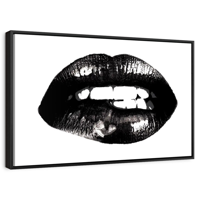 Lèvre, Cadre flottant noir, 40 po x 27 po