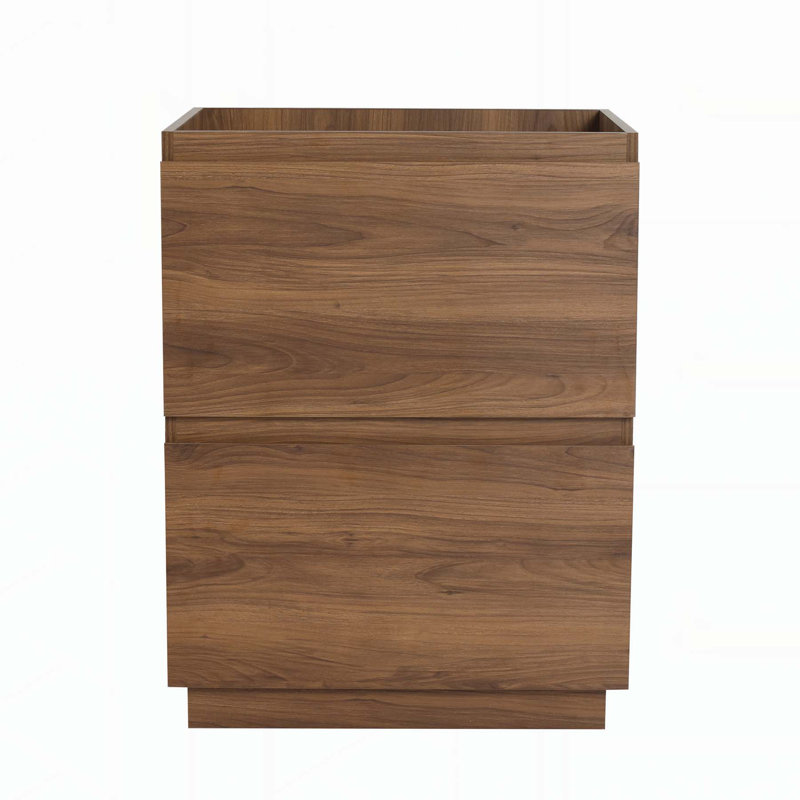 Charmant meuble-lavabo autoportant avec tiroirs doubles et fabrication robuste, Brun