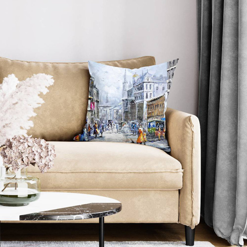 Busy street by a cloudy day Pillow | Bedroom Man Decor
