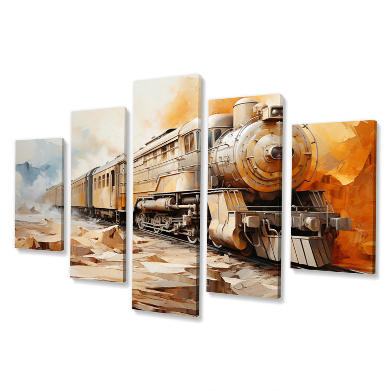 «Abstract Train Elemental Express II» - Impression sur toile transport - 5 panneaux