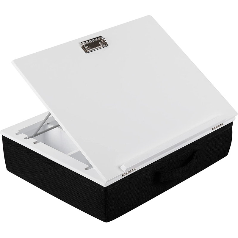 Plateau pour ordinateur portable à compartiment profond réglable, Blanc / noir