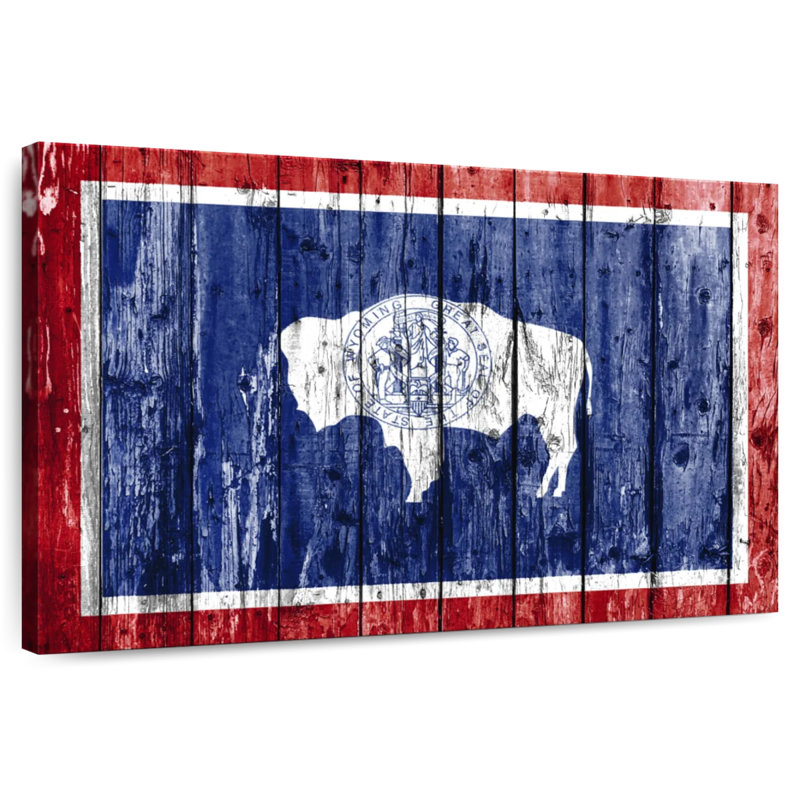 Borges Wood Style Wyoming Flag, 32" H x 48" W