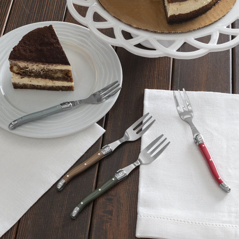 French Home Set Of 4 Cake Forks - Holly Berry, Green;Red;Copper;Gold